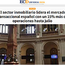 El sector inmobiliario lidera el mercado transaccional espaol con un 15% ms de operaciones hasta julio